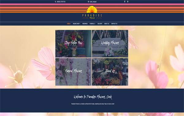 Paradise Flowers website example in Ireland