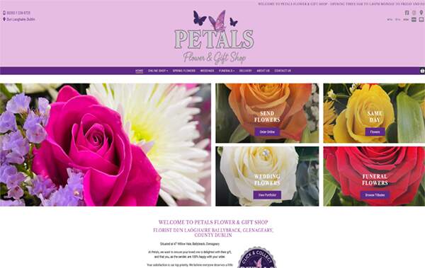 Petals Flower and Gift Shop website example in Ireland