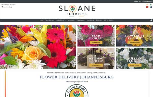 Sloane Florists website example in South Africa