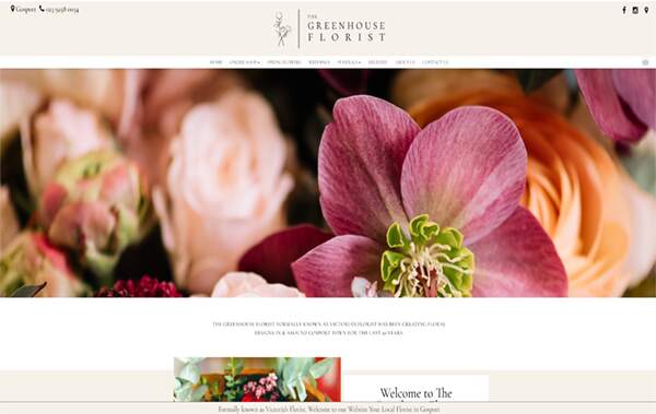 The Greenhouse Florist website example