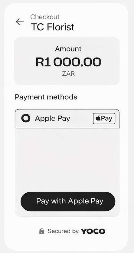 Apple Pay checkout for South Africa florist websites