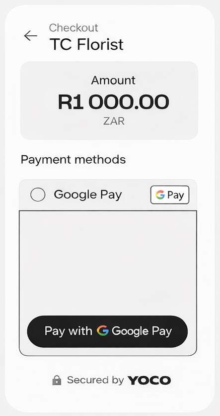Google Pay checkout for South Africa florist websites