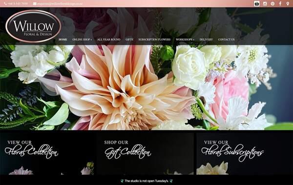 Willow Floral and Design website example in New Zealand
